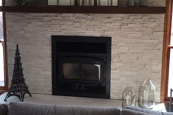 wood fireplace to match any decor